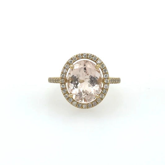 14KT DIAMOND MORGANITE RING