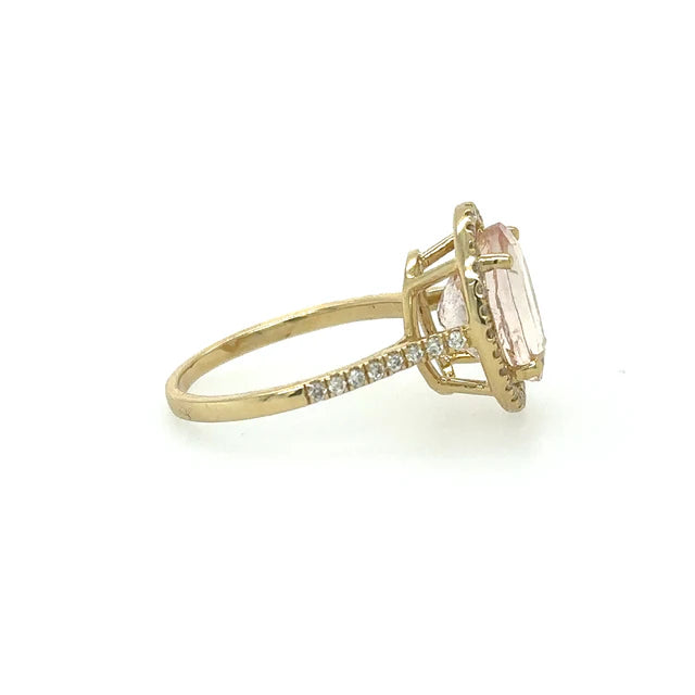 14KT DIAMOND MORGANITE RING