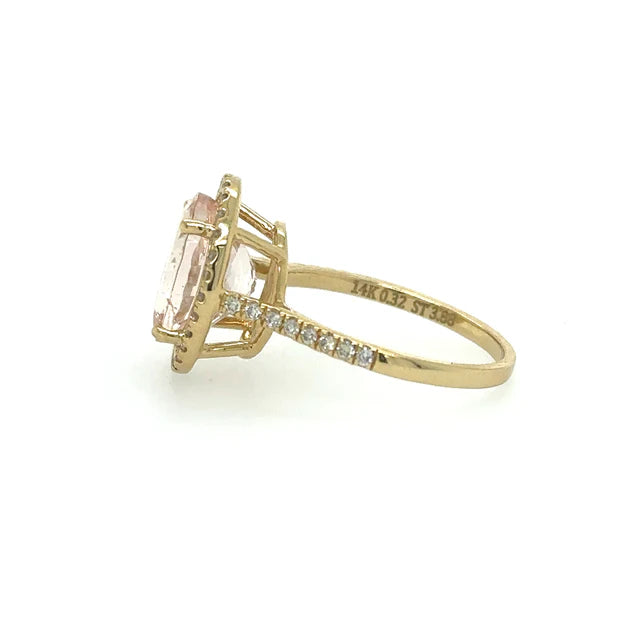 14KT DIAMOND MORGANITE RING