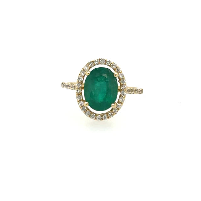 YELLOW GOLD EMERALD RING WITH DIAMONDS