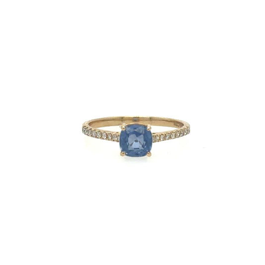 YELLOW GOLD SAPPHIRE RING WITH DIAMONDS