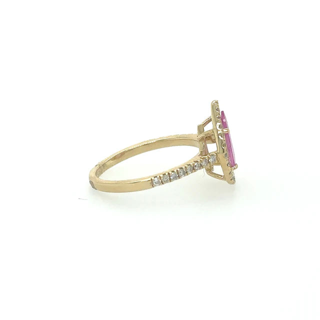 14KT DIAMOND PINK SAPPHIRE PEAR SHAPE RING