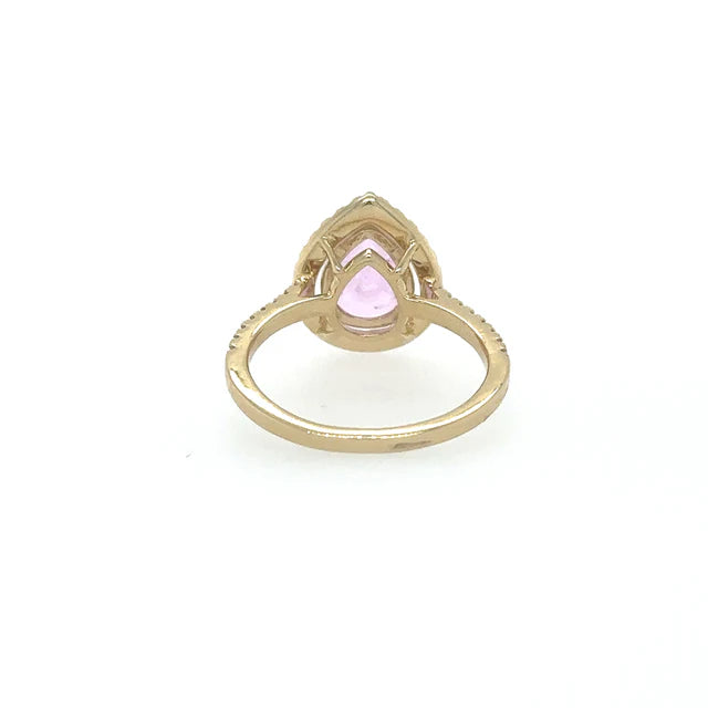 14KT DIAMOND PINK SAPPHIRE PEAR SHAPE RING