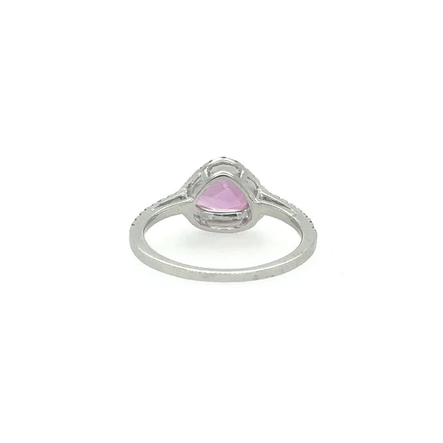 WHITE GOLD PINK SAPPHIRE RING WITH DIAMONDS