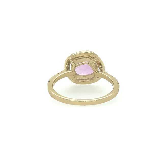 YELLOW GOLD PINK SAPPHIRE RING WITH DIAMONDS