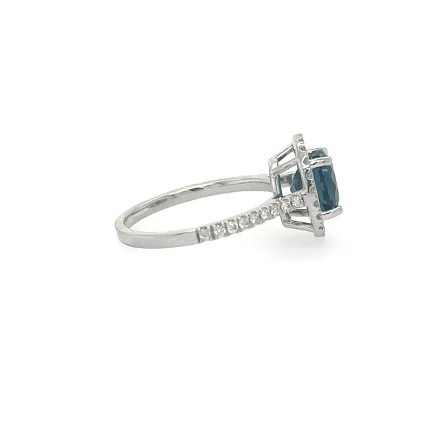 WHITE GOLD TOURMALINE RING WITH DIAMONDS