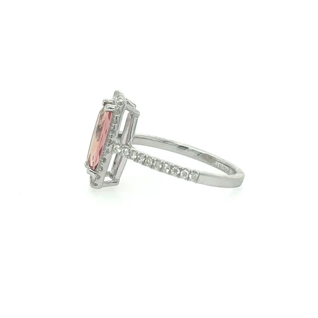14KT WHITE GOLD IMPERIAL TOPAZ RING WITH DIAMONDS