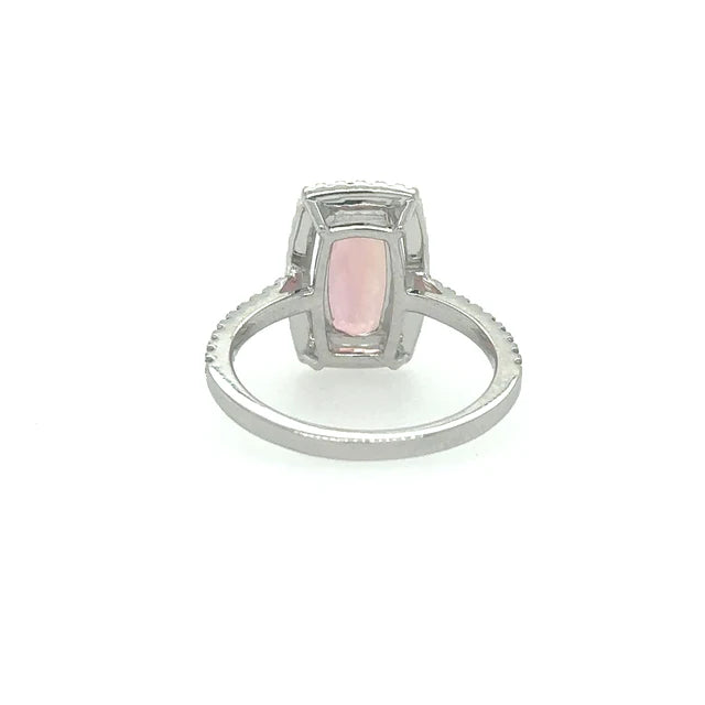 14KT WHITE GOLD IMPERIAL TOPAZ RING WITH DIAMONDS