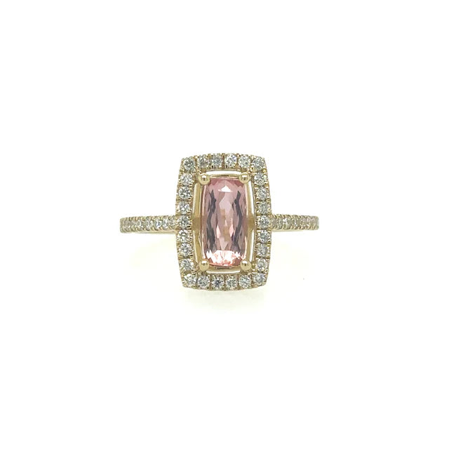 YELLOW GOLD TOPAZ RING WITH DIAMONDS