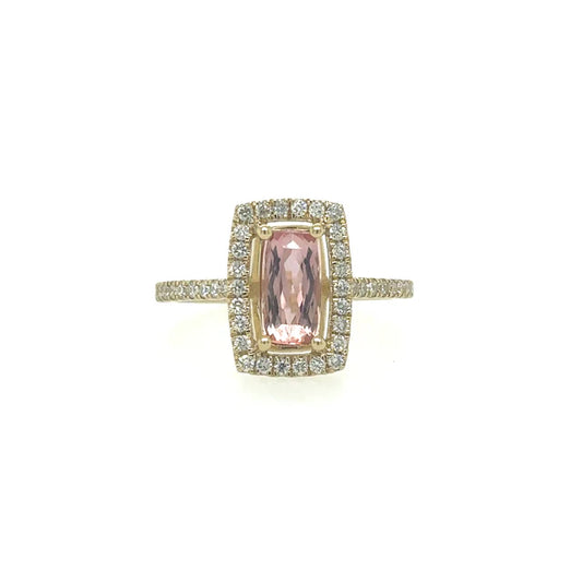 YELLOW GOLD TOPAZ RING WITH DIAMONDS