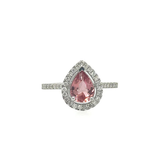 WHITE GOLD TOPAZ RING WITH DIAMONDS