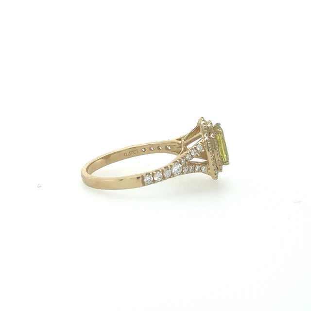 14KT YELLOW GOLD YELLOW/ GREEN SAPPHIRE RING WITH DIAMONDS