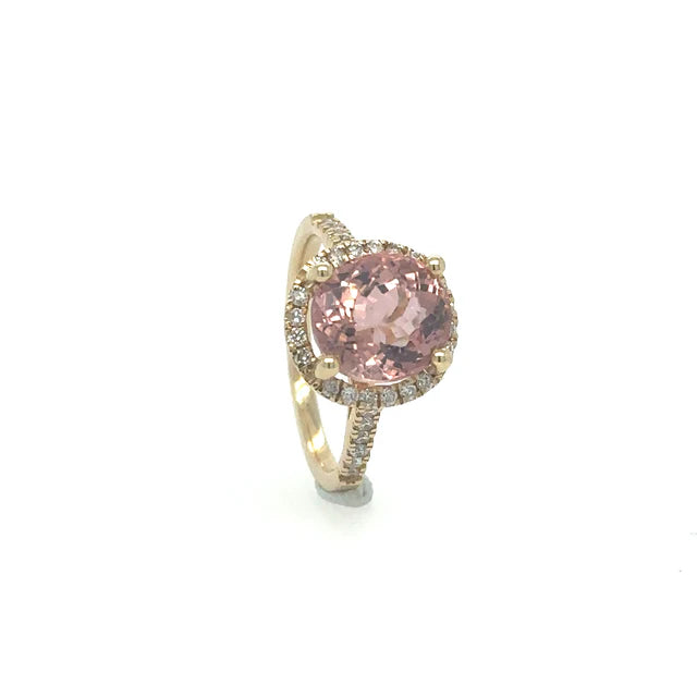 YELLOW GOLD TOURMALINE RING WITH DIAMONDS