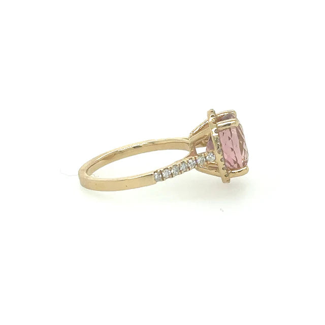 YELLOW GOLD TOURMALINE RING WITH DIAMONDS