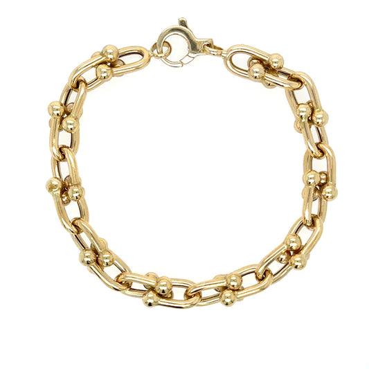 14KT YELLOW GOLD U-LINK 7.5" BRACELET