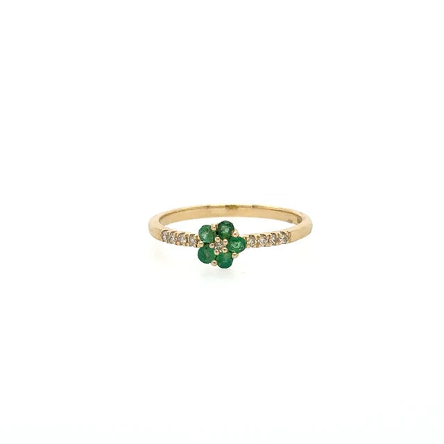 14KT YELLOW GOLD EMERALD RING WITH DIAMONDS