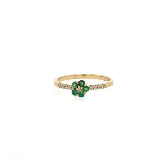 14KT YELLOW GOLD EMERALD RING WITH DIAMONDS
