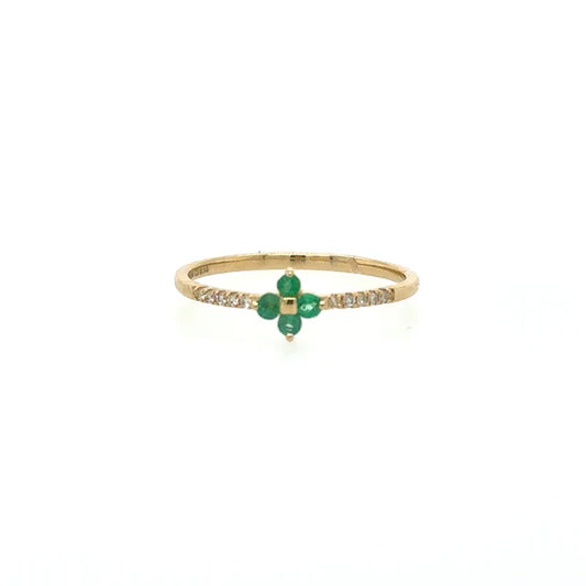 YELLOW GOLD EMERALD RING WITH DIAMONDS