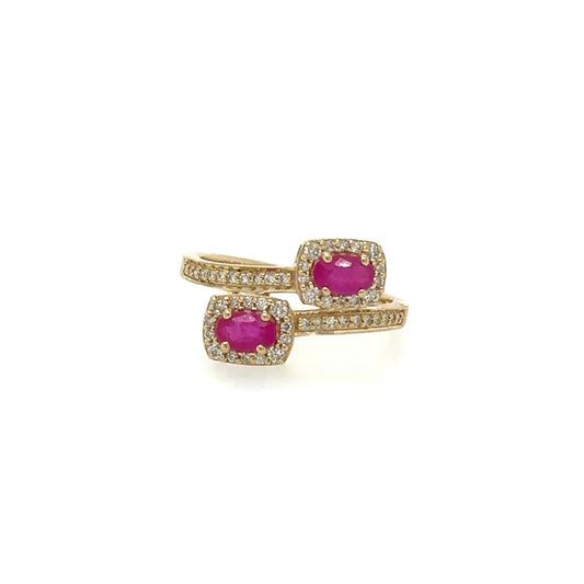 14KT YELLOW GOLD RUBY RING WITH DIAMONDS
