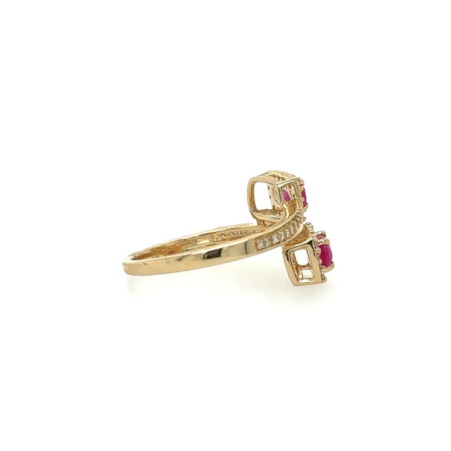 14KT YELLOW GOLD RUBY RING WITH DIAMONDS