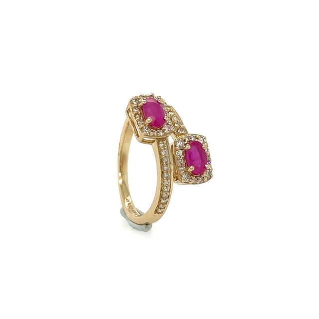 14KT YELLOW GOLD RUBY RING WITH DIAMONDS