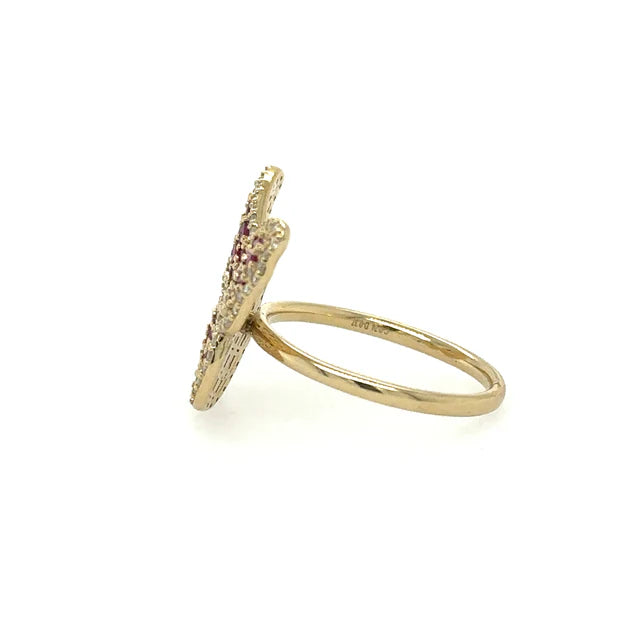 YELLOW GOLD BUTTERFLY RING WITH RUBY AND DIAMONDS