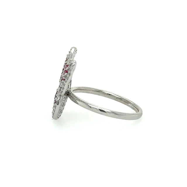 WHITE GOLD BUTTERFLY RING WITH RUBY AND DIAMONDS