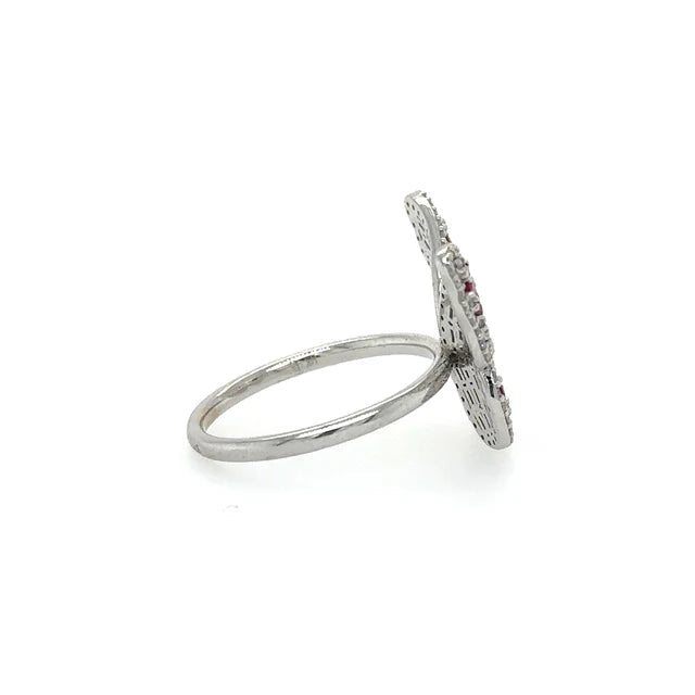 WHITE GOLD BUTTERFLY RING WITH RUBY AND DIAMONDS