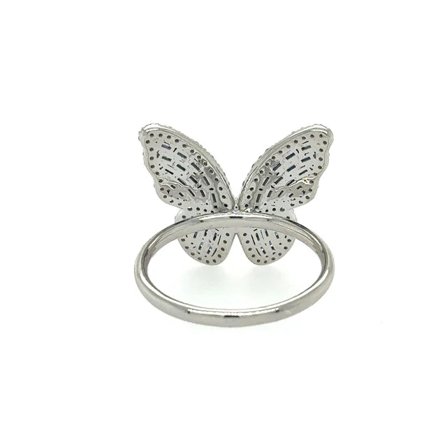 WHITE GOLD BUTTERFLY RING WITH SAPPHIRE AND DIAMONDS