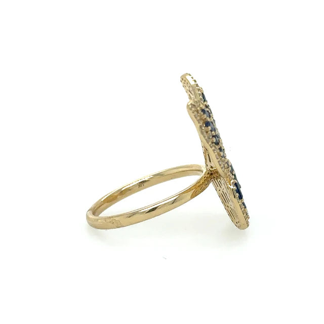 YELLOW GOLD BUTTERFLY RING WITH SAPPHIRE AND DIAMONDS