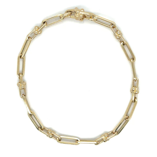 14KT YELLOW GOLD U-LINK WITH PAPERCLIP 7.5" BRACELET