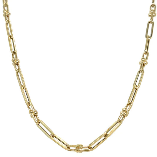 14KT YELLOW GOLD U-LINK WITH PAPERCLIP 24" NECKLACE