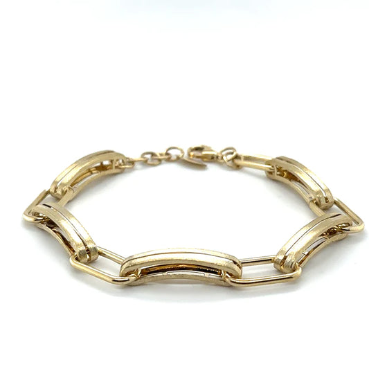 14KT YELLOW GOLD TWO-TONE MATTE FINISH BRACELET 8"