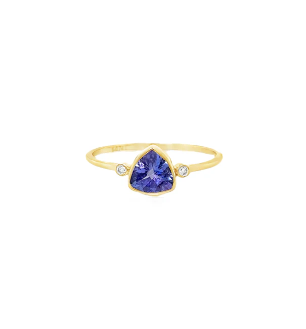 14KT YELLOW GOLD TANZANITE AND DIAMOND RING