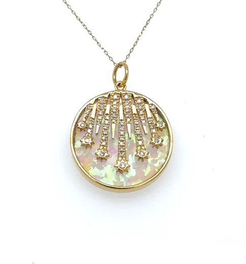 14KT YELLOW GOLD OPAL STAR PENDANT WITH DIAMONDS