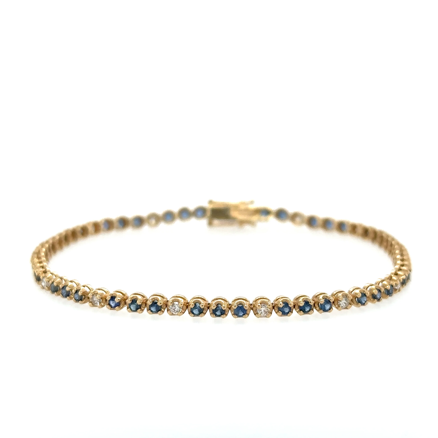14KT YELLOW GOLD SAPPHIRE AND DIAMONDS BRACELET 7"
