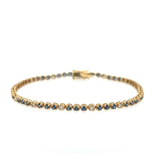 14KT YELLOW GOLD SAPPHIRE AND DIAMONDS BRACELET 7"