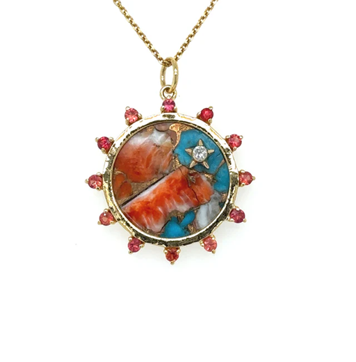 14KT YELLOW GOLD OYSTER PENDANT WITH DIAMOND