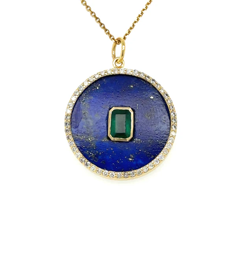 14KT YELLOW GOLD LAPIS PENDANT WITH DIAMONDS