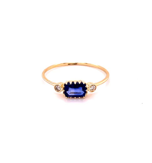 14KT GOLD BLUE SAPPHIRE RING WITH DIAMONDS