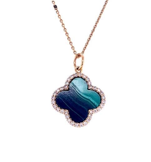 14KT YELLOW GOLD MALACHITE PENDANT WITH DIAMONDS