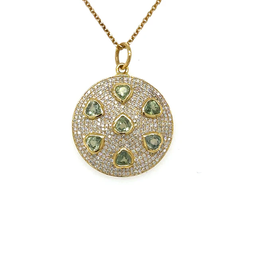 14KT YELLOW GOLD SAPPHIRE PENDANT WITH DIAMONDS