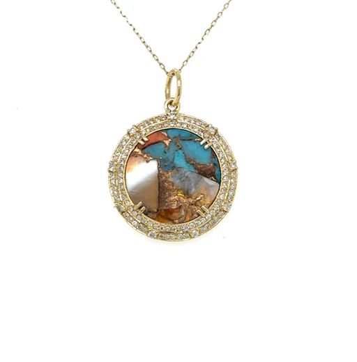 14KT YELLOW GOLD OYSTER PENDANT WITH DIAMONDS