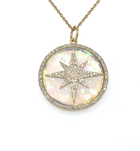 14KT YELLOW GOLD HYDRA OPAL PENDANT WITH DIAMONDS